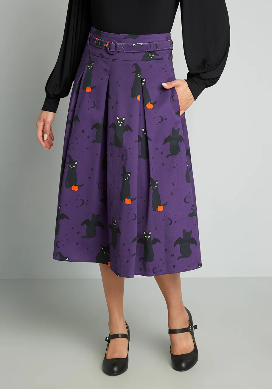 Isnyt x Collectif Cats-Only Costume Party Swing Skirt - Olabens