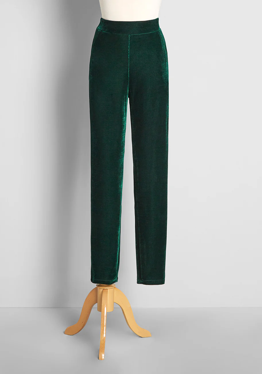 Keen For Green Velvet Skinny Pants - Olabens