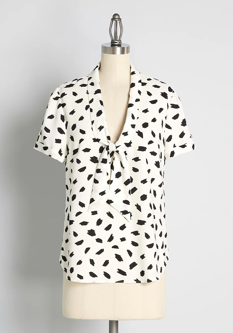 Polished and Playful Tie-Neck Blouse - Olabens