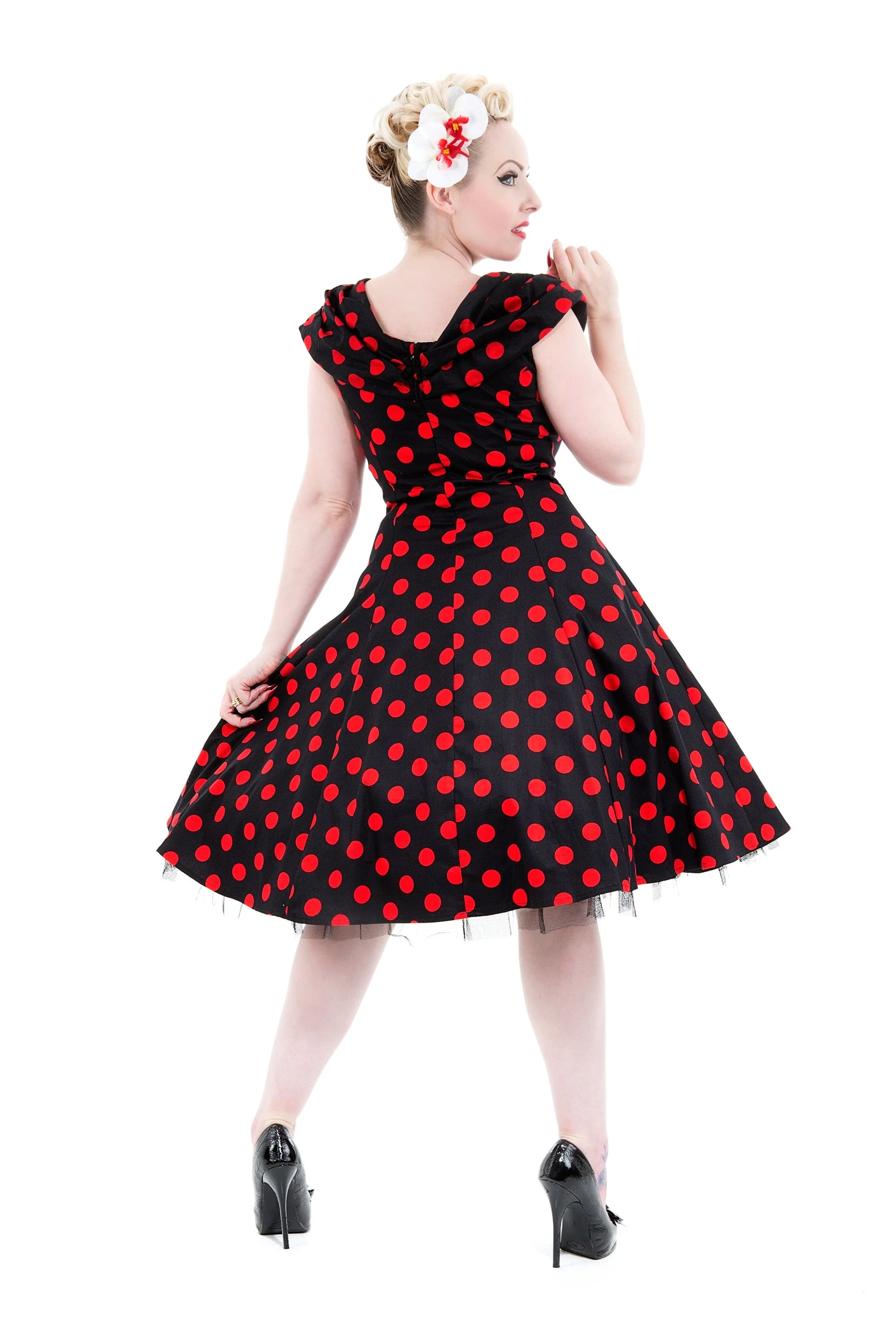 Black & Red Polka Dot Swing Dress - Olabens
