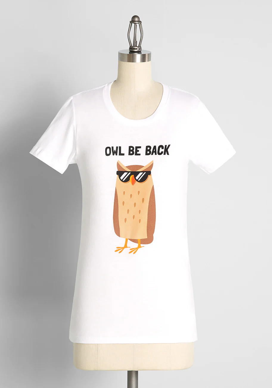 Owl Be Back Graphic Tee - Olabens