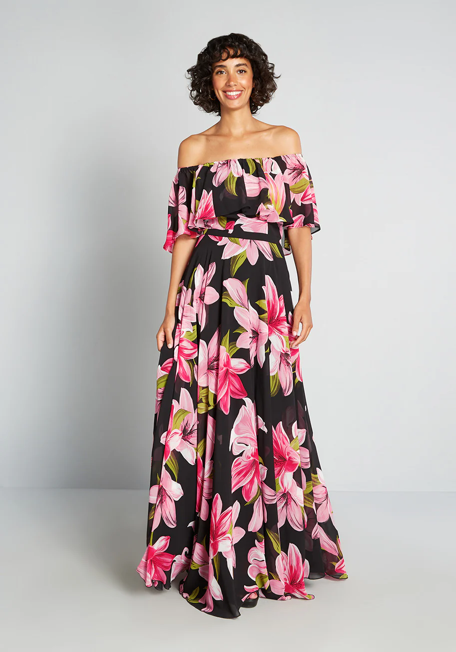 Lily Loveliness Off-Shoulder Maxi Dress - Olabens
