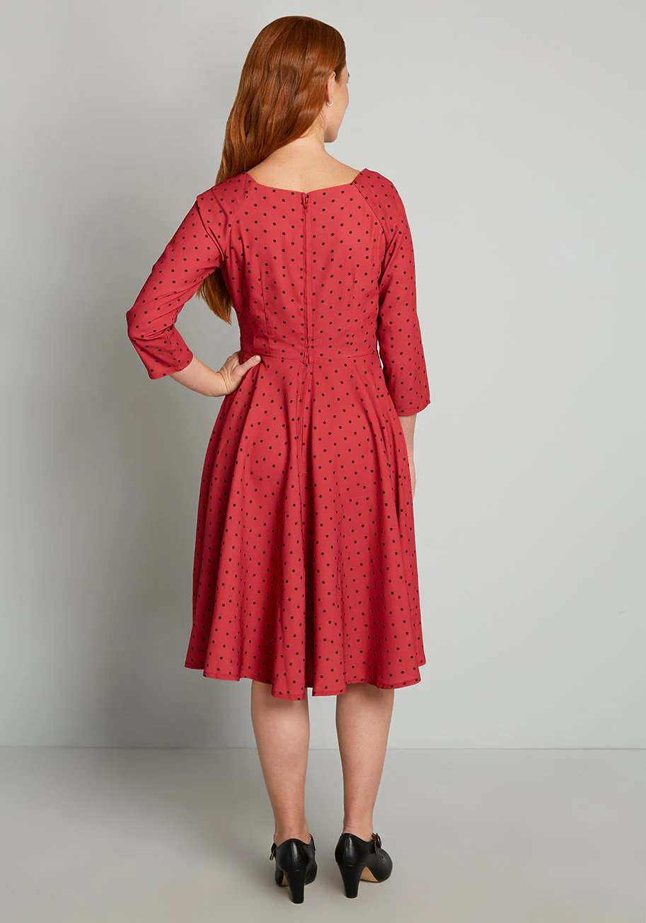 Smoking Hot In Polka Dot Swing Dress - Olabens