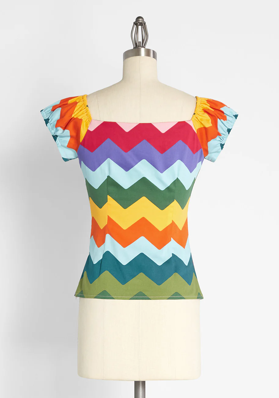 Zagged a Little Rainbow Cap Sleeve Top - Olabens