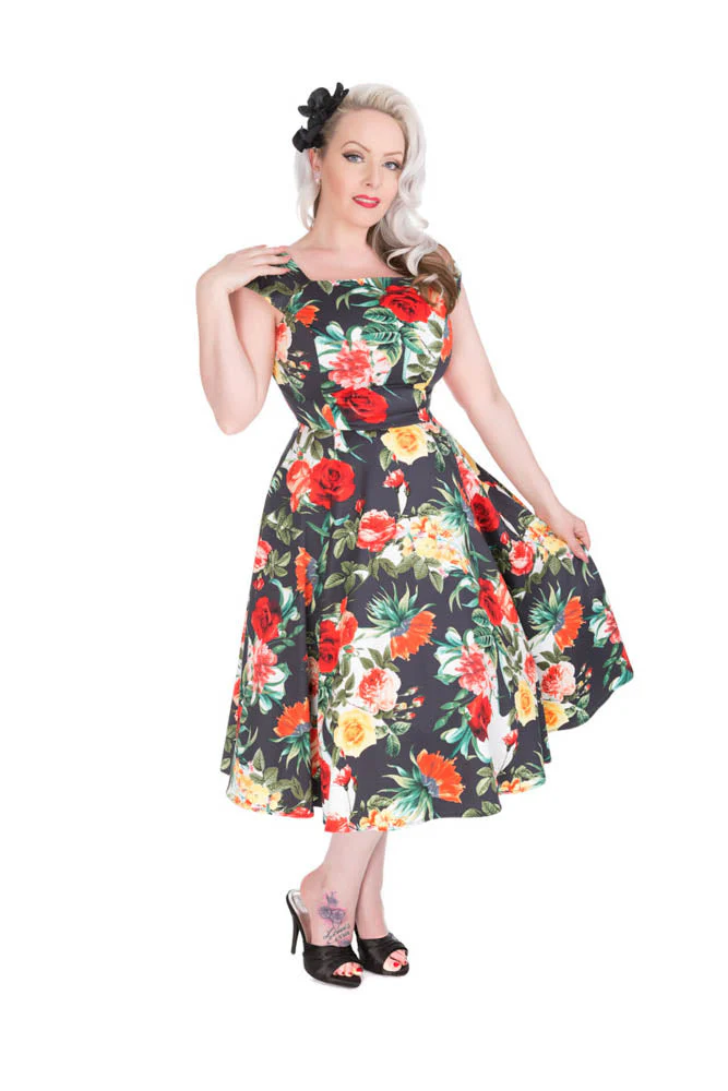 Graceful Rose Swing Dress - Olabens