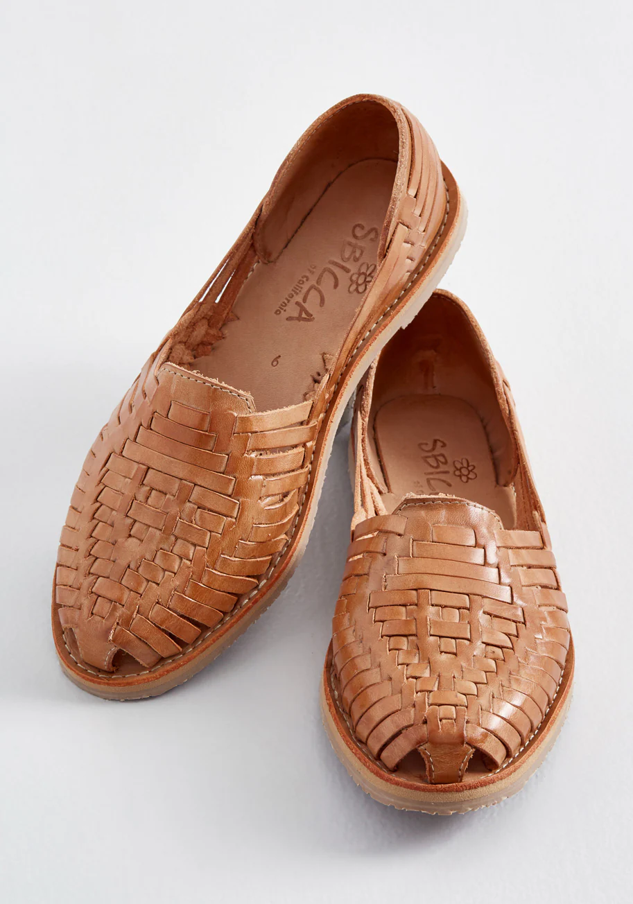 Woven Wanderer Leather Flat - Olabens