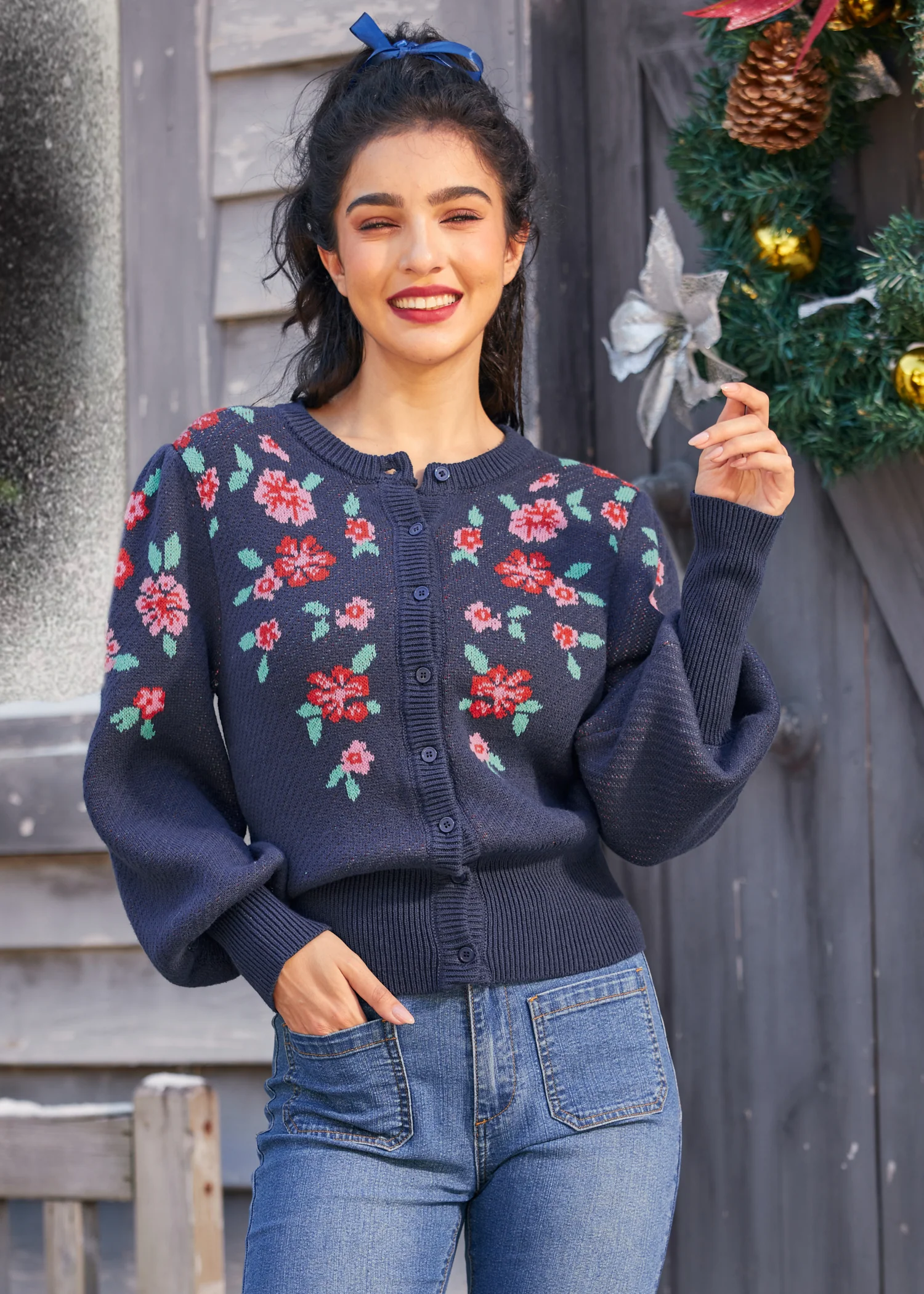 Timeless Tapestry Jacquard Cardigan - Olabens