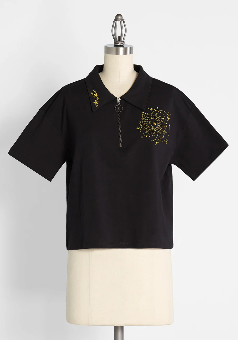 Golden Sol Luna Embroidered Top - Olabens