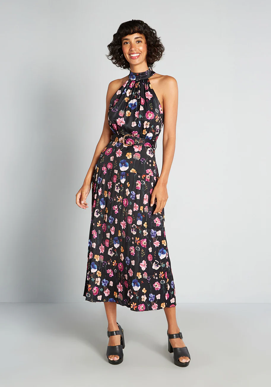 Botanic Bounty Halter Dress - Olabens