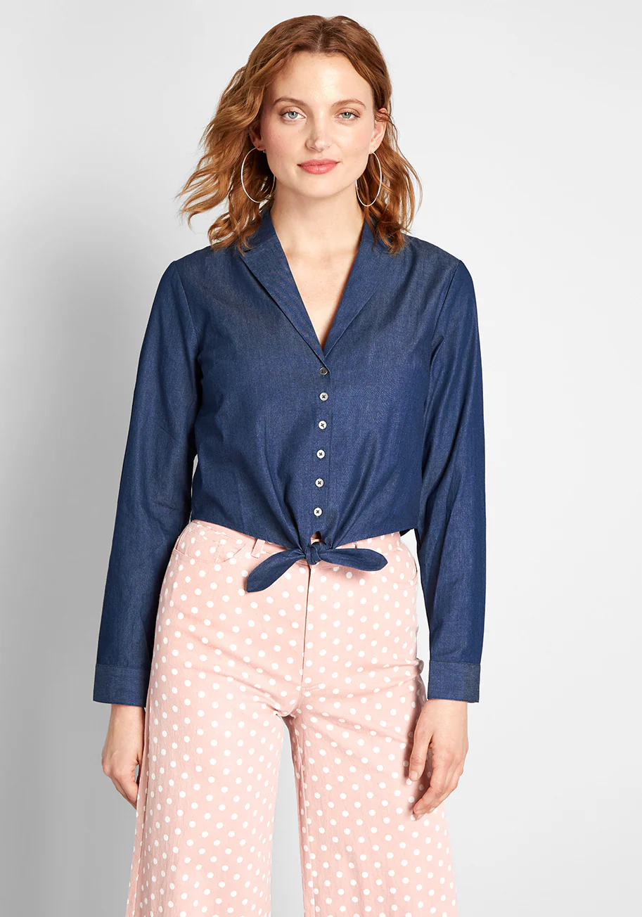 Retro Renewal Cropped Blouse - Olabens