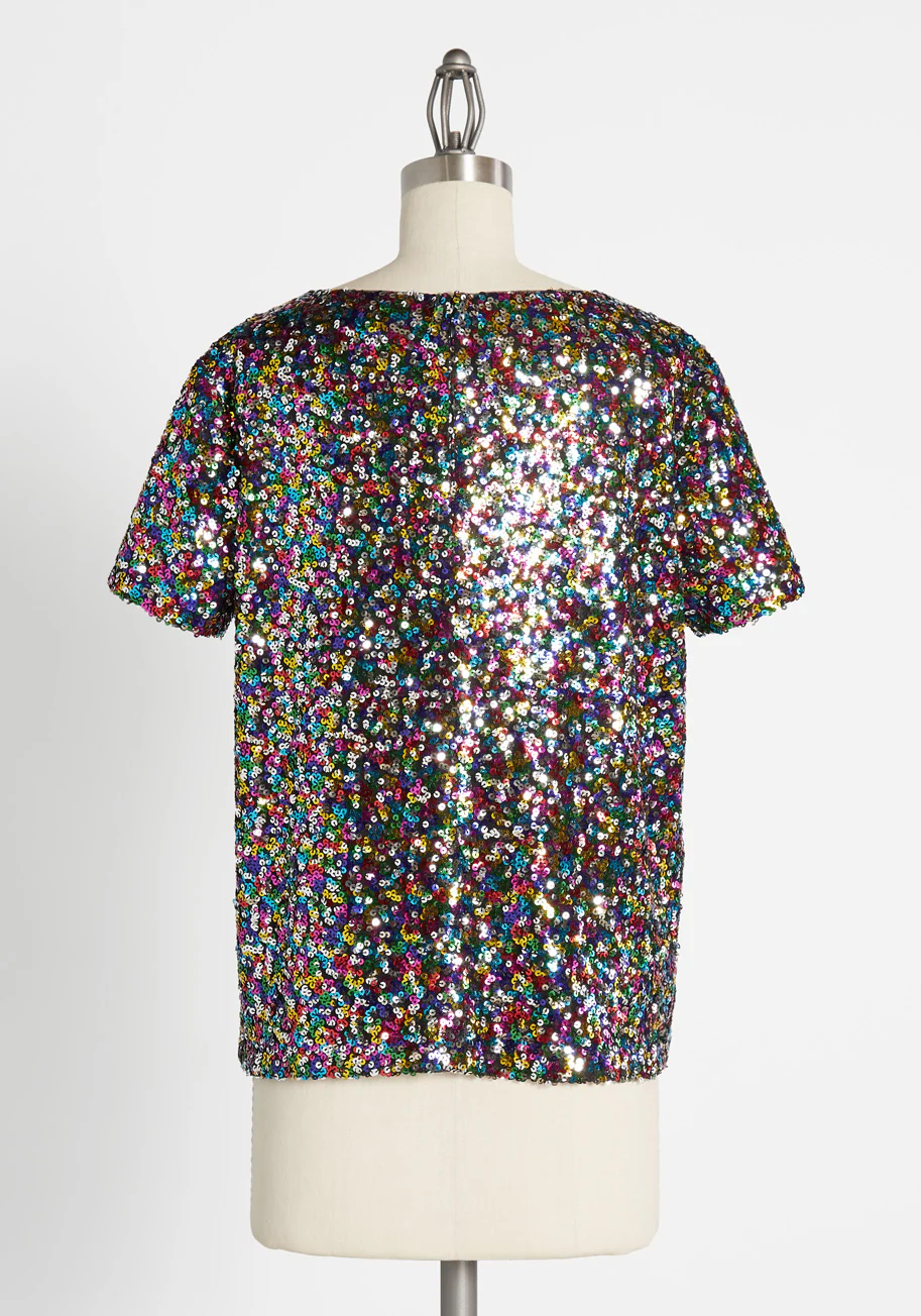 It's Raining Rainbow Sequins Top - Olabens