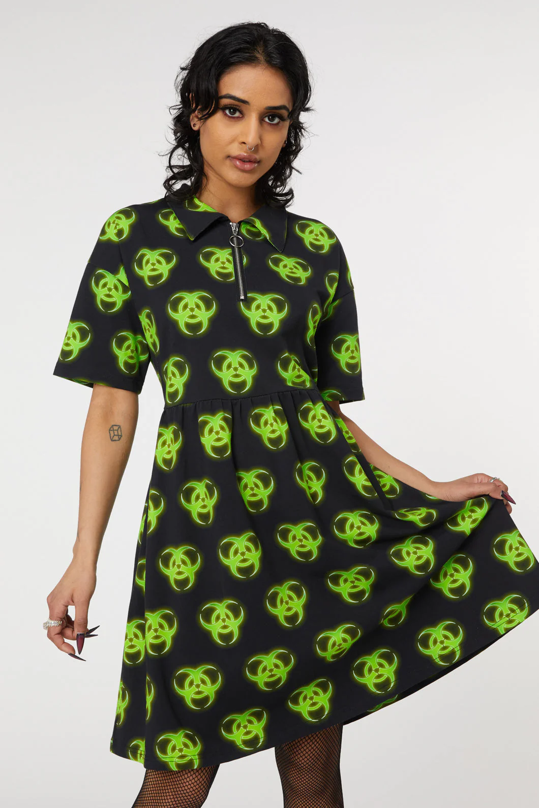 Biohazard Print Smock Dress - Olabens