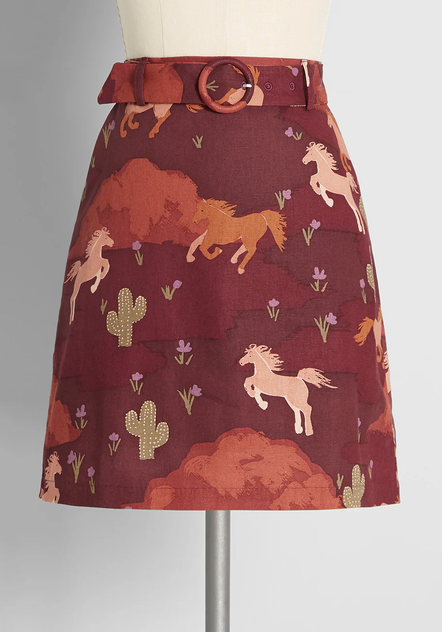 Wild, Wild Horses Belted Mini Skirt - Olabens