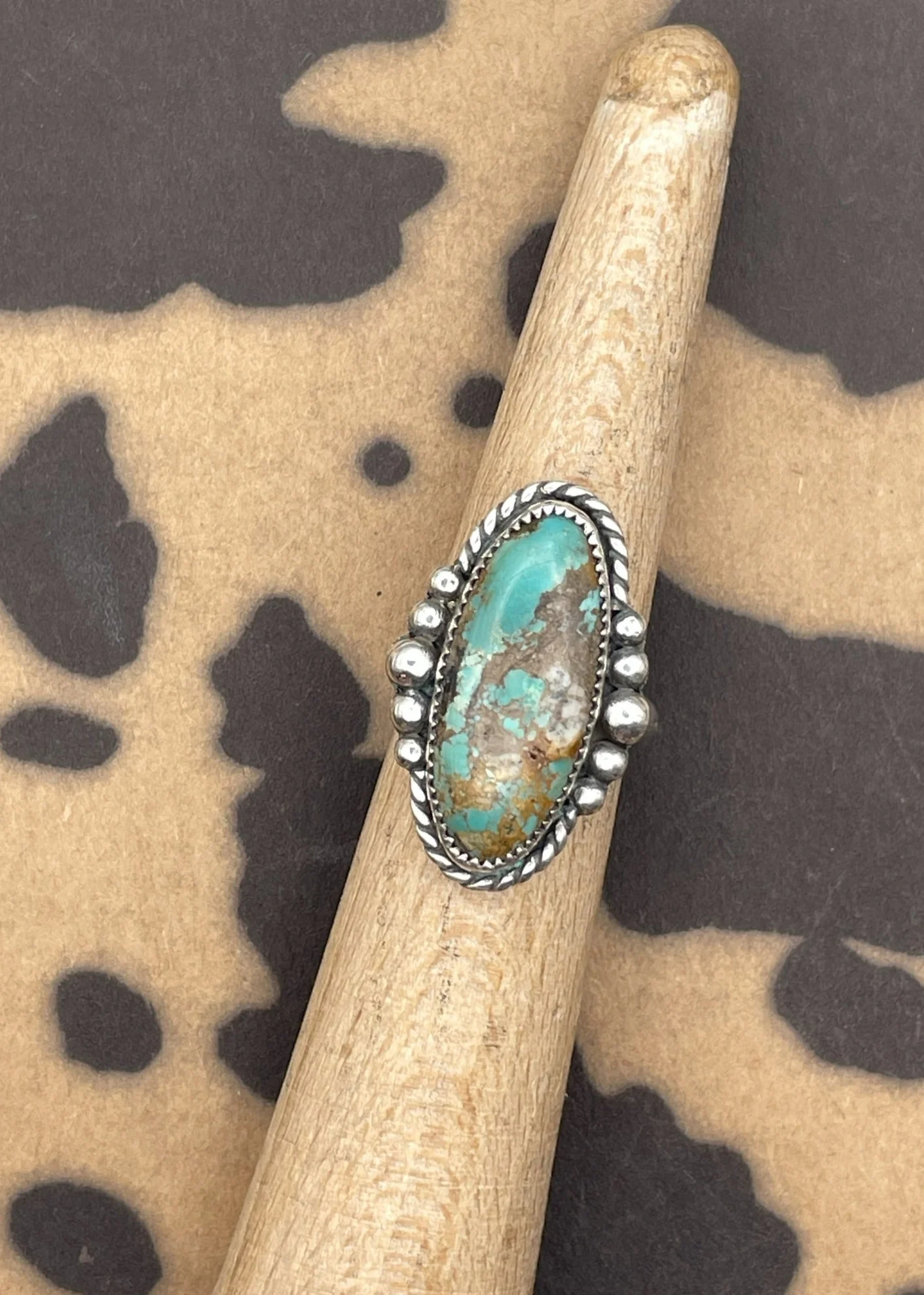 Sterling Silver Oblong Turquoise Ring - Olabens
