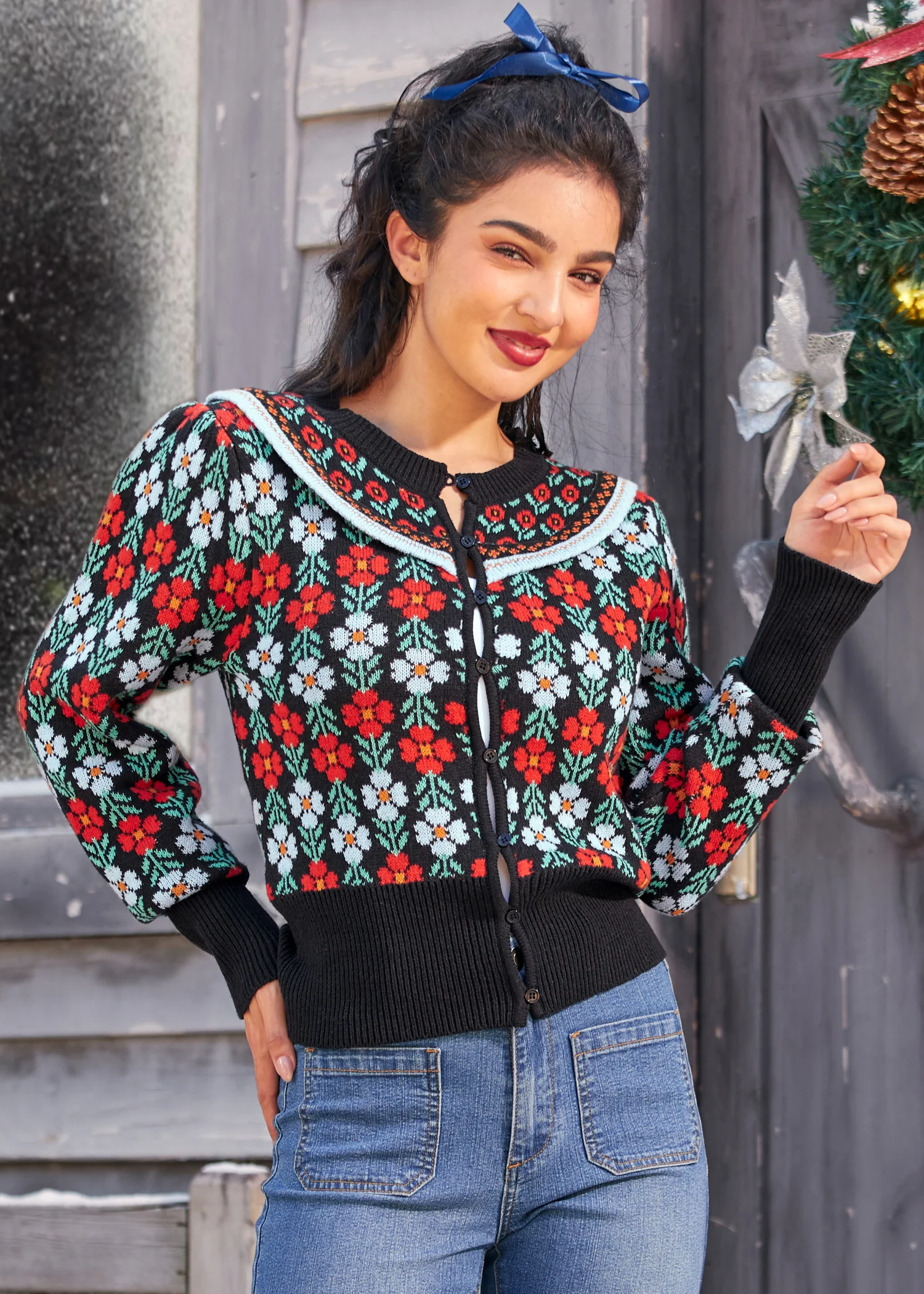 Timeless Tapestry Jacquard Cardigan - Olabens