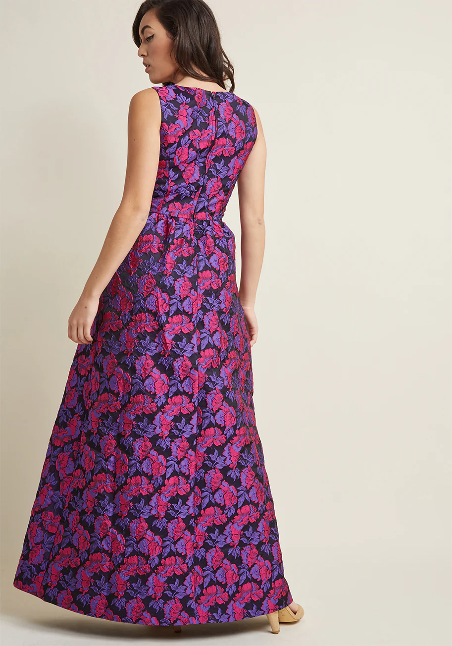 Sleeveless Jacquard Maxi Dress - Olabens