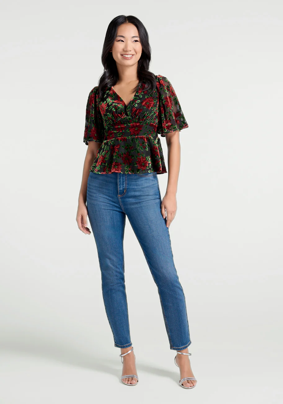 Happy Holly-Days Peplum Top - Olabens