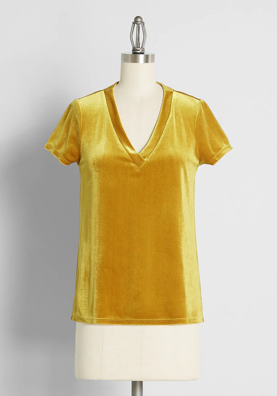 Very Velvet V-Neck Top - Olabens