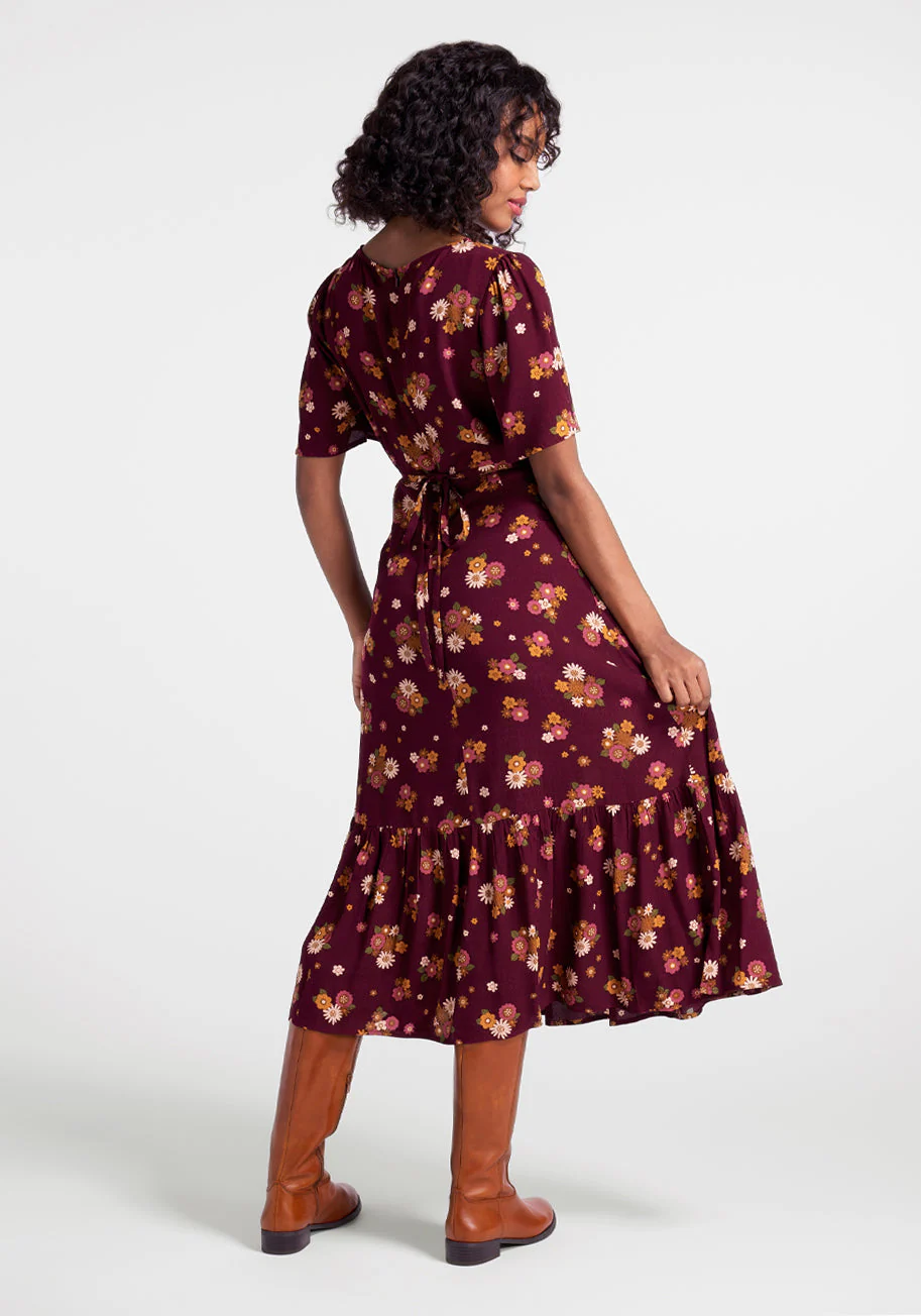 Autumnal Bouquets Midi Dress - Olabens