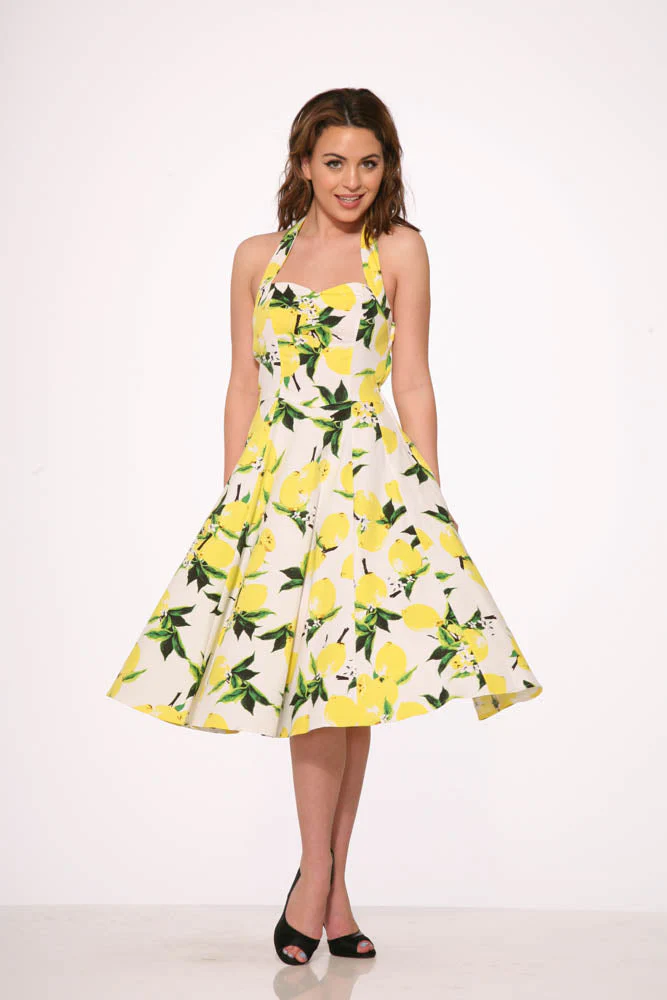 White Lemon Halter Swing Dress - Olabens