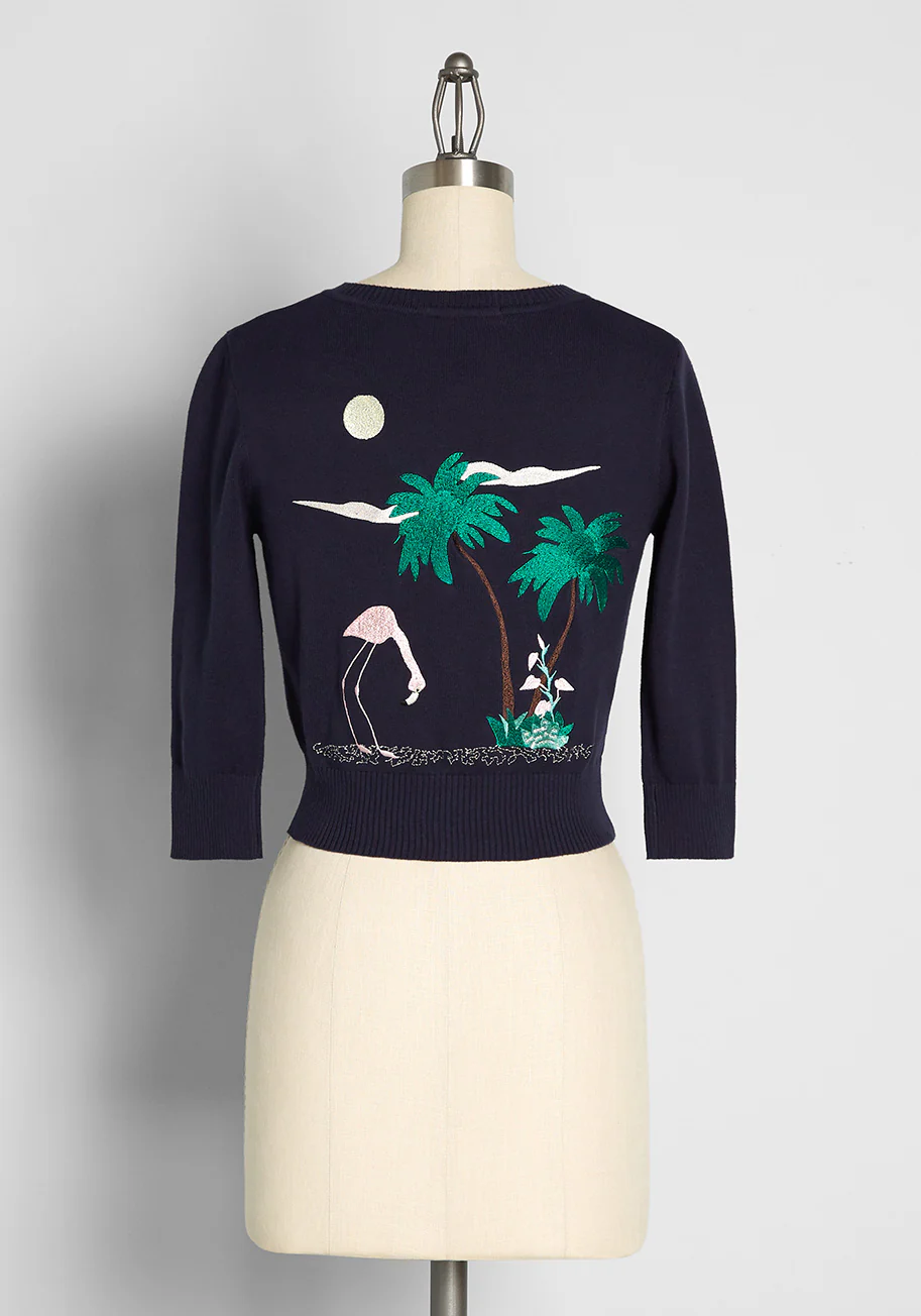 Tropical Evening Breeze Embroidered Cardigan - Olabens