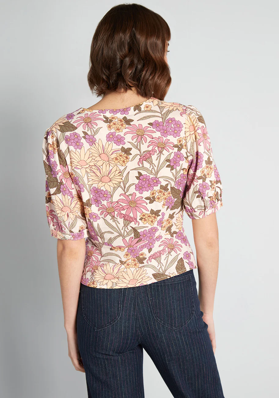 Groovy Gardens Button-Up Blouse - Olabens