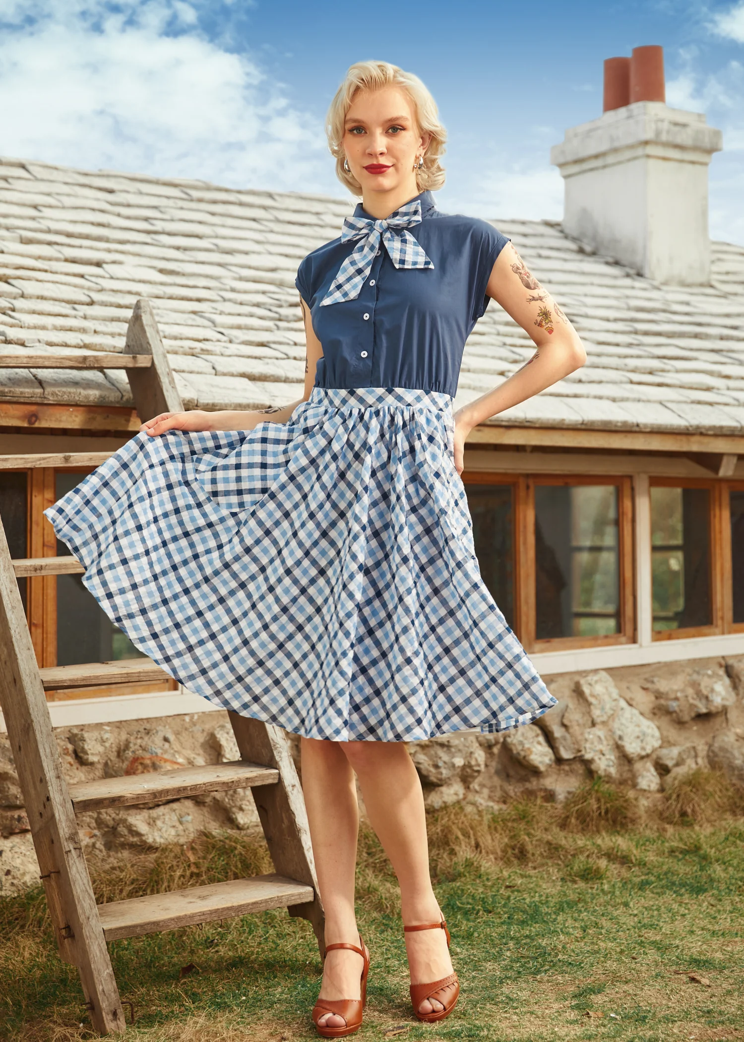 Gingham Grace Bow Dress - Olabens
