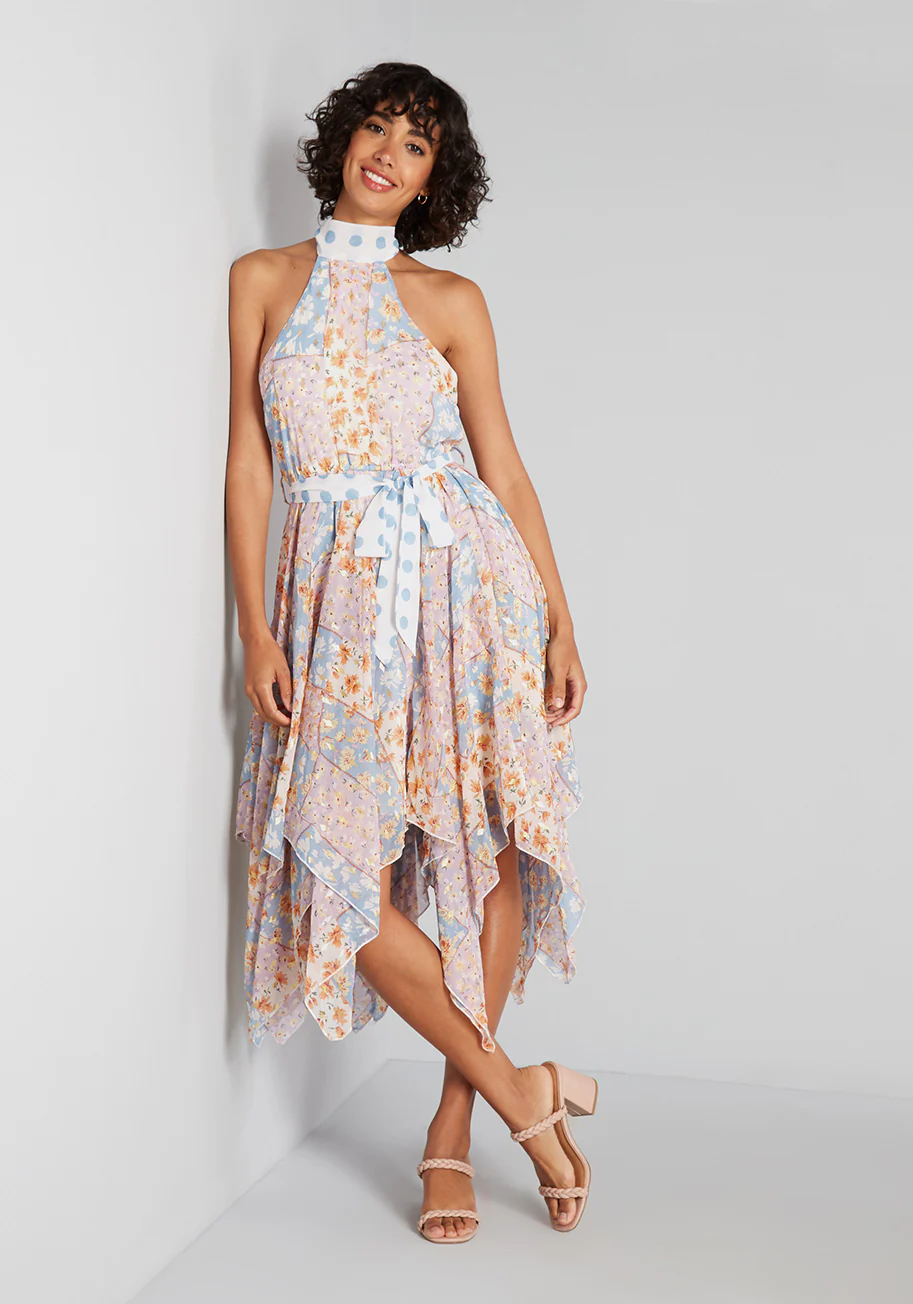 Patchwork Perfection Halter Dress - Olabens