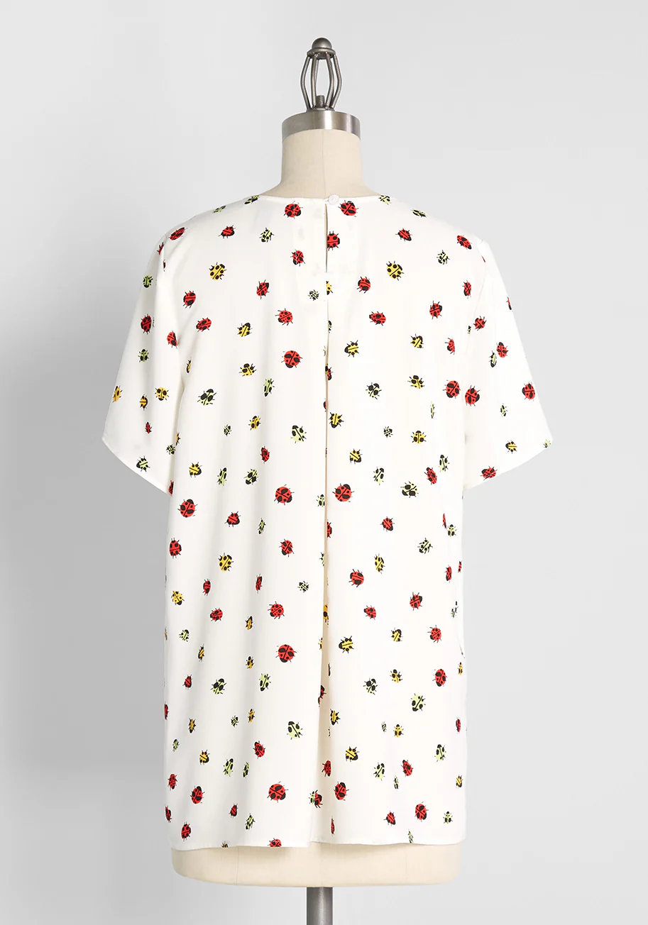 Exactly Effortless Hi Lo Blouse Ladybug Swarm Ivory - Olabens