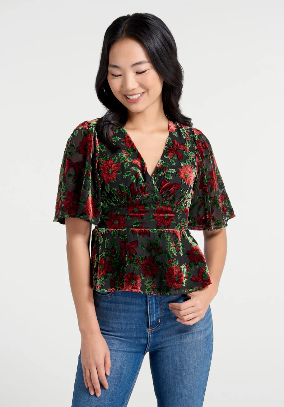Happy Holly-Days Peplum Top - Olabens