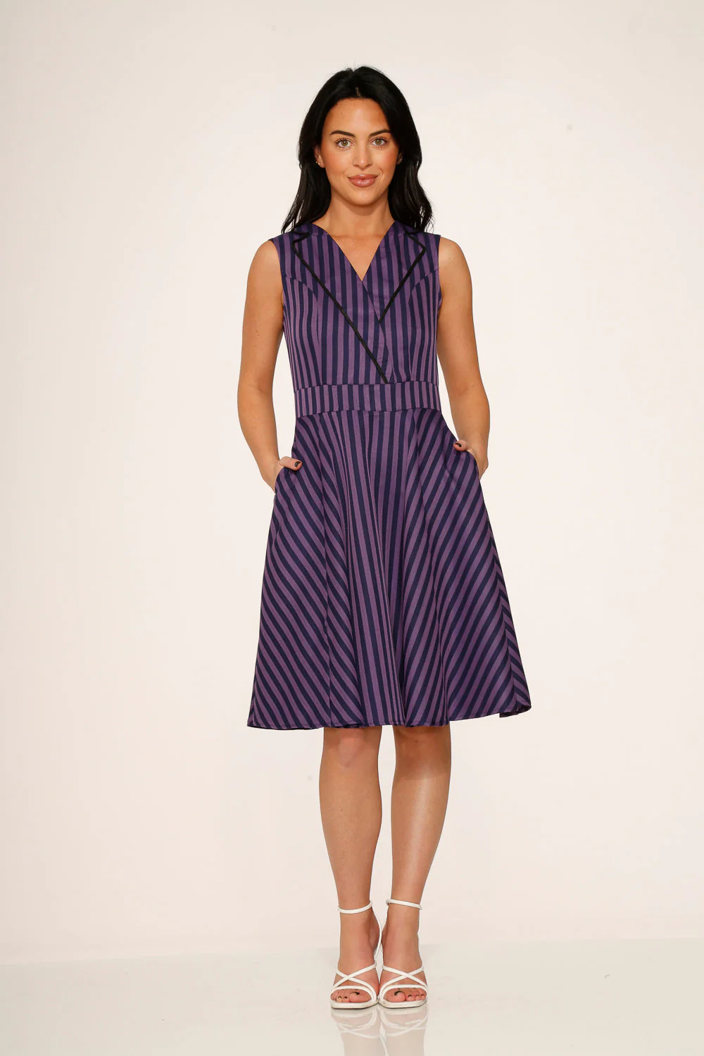 Black & Purple Stripe Swing Dress - Olabens
