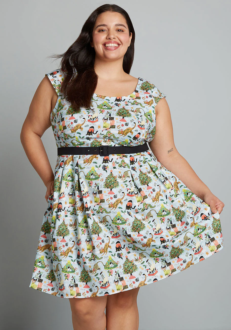 Isnyt X Retrolicious Making Meow-y A-Line Dress - Olabens