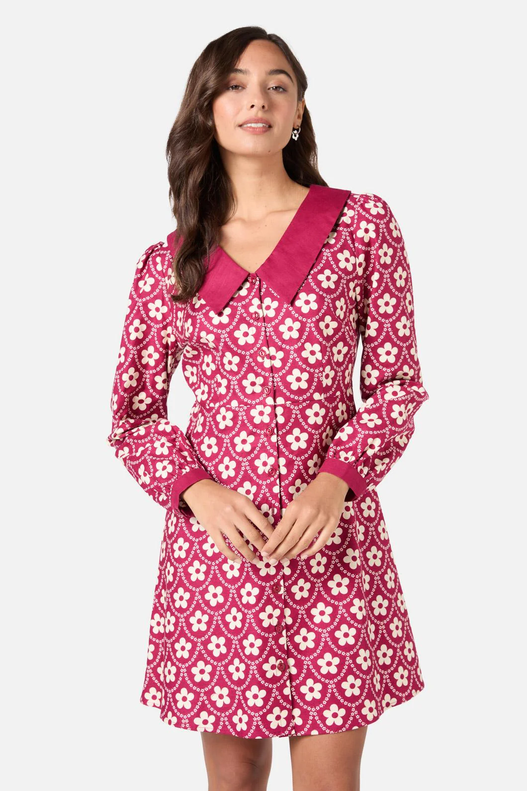 Megan Cute Collar Mini Dress - Olabens