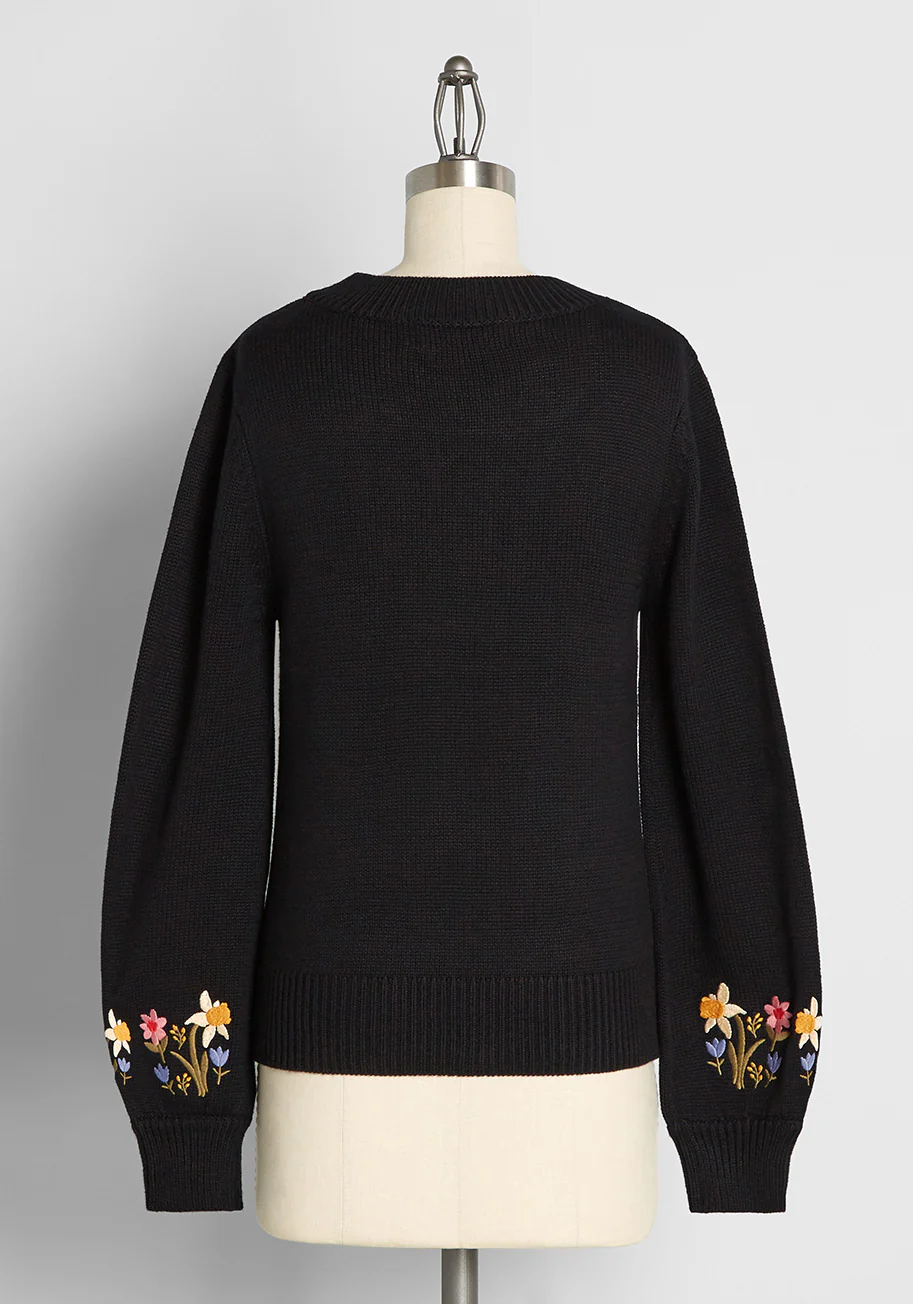 Garden Graces Embroidered Sweater - Olabens