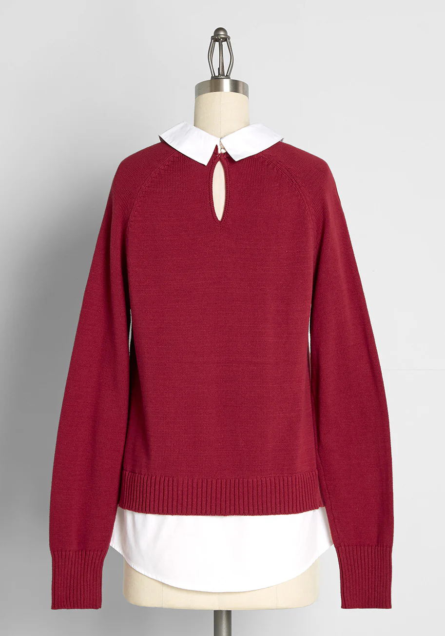 Holiday Lane Embroidered Twofer Sweater - Olabens
