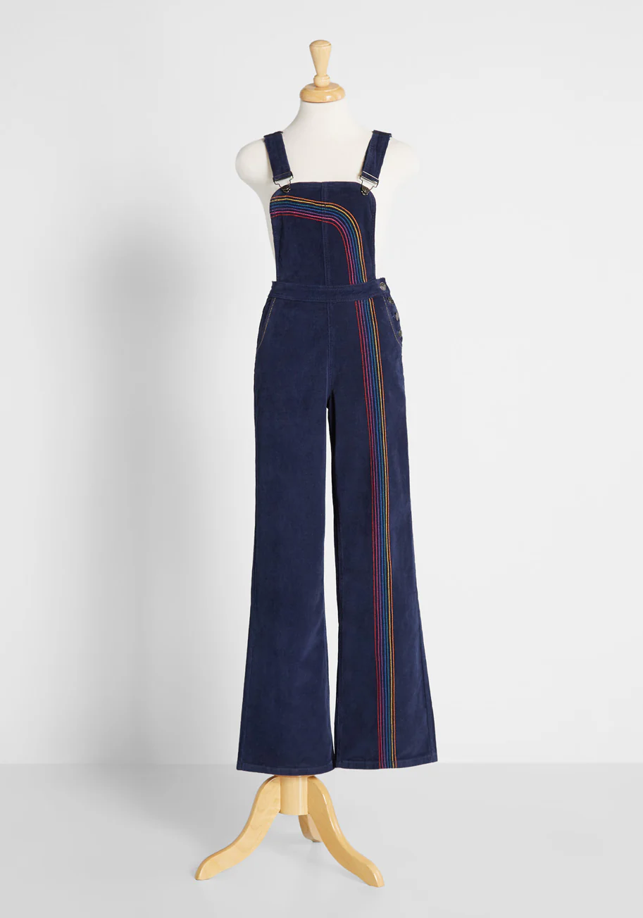 Rainbow With Me Corduroy Overalls - Olabens