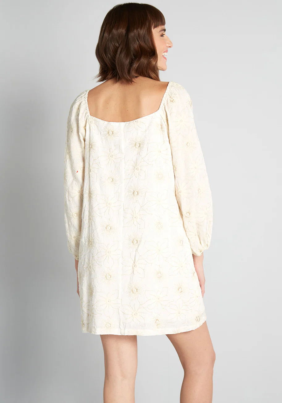 Follow Your Bliss Embroidered Mini Dress - Olabens