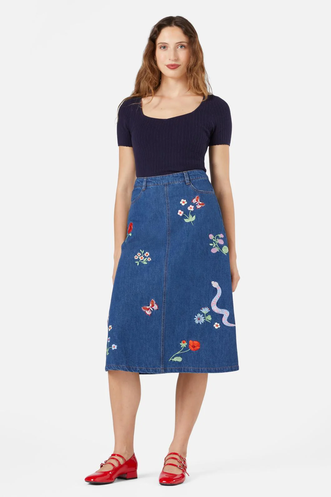 Snake Embroidered Skirt - Olabens
