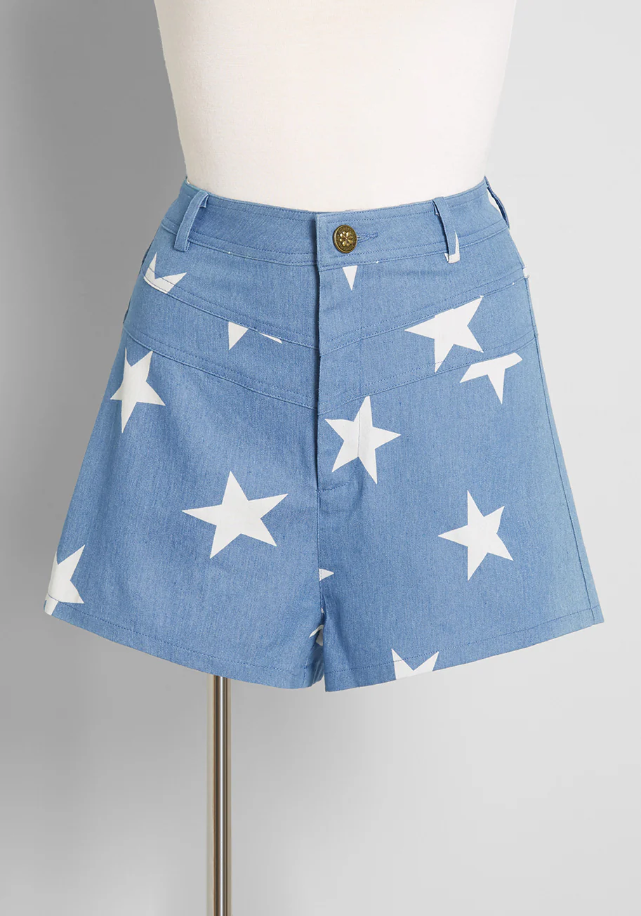 All Stars, No Stripes High-Rise Denim Shorts - Olabens