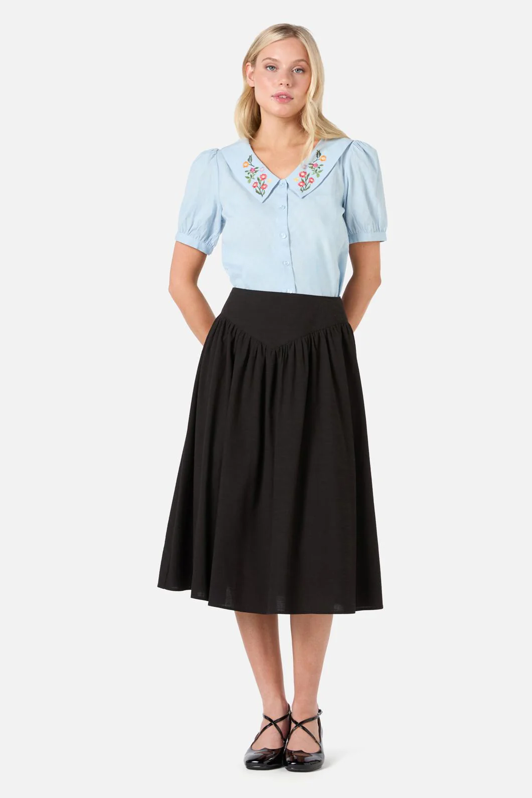 Nell Gathered Yoke Skirt - Olabens