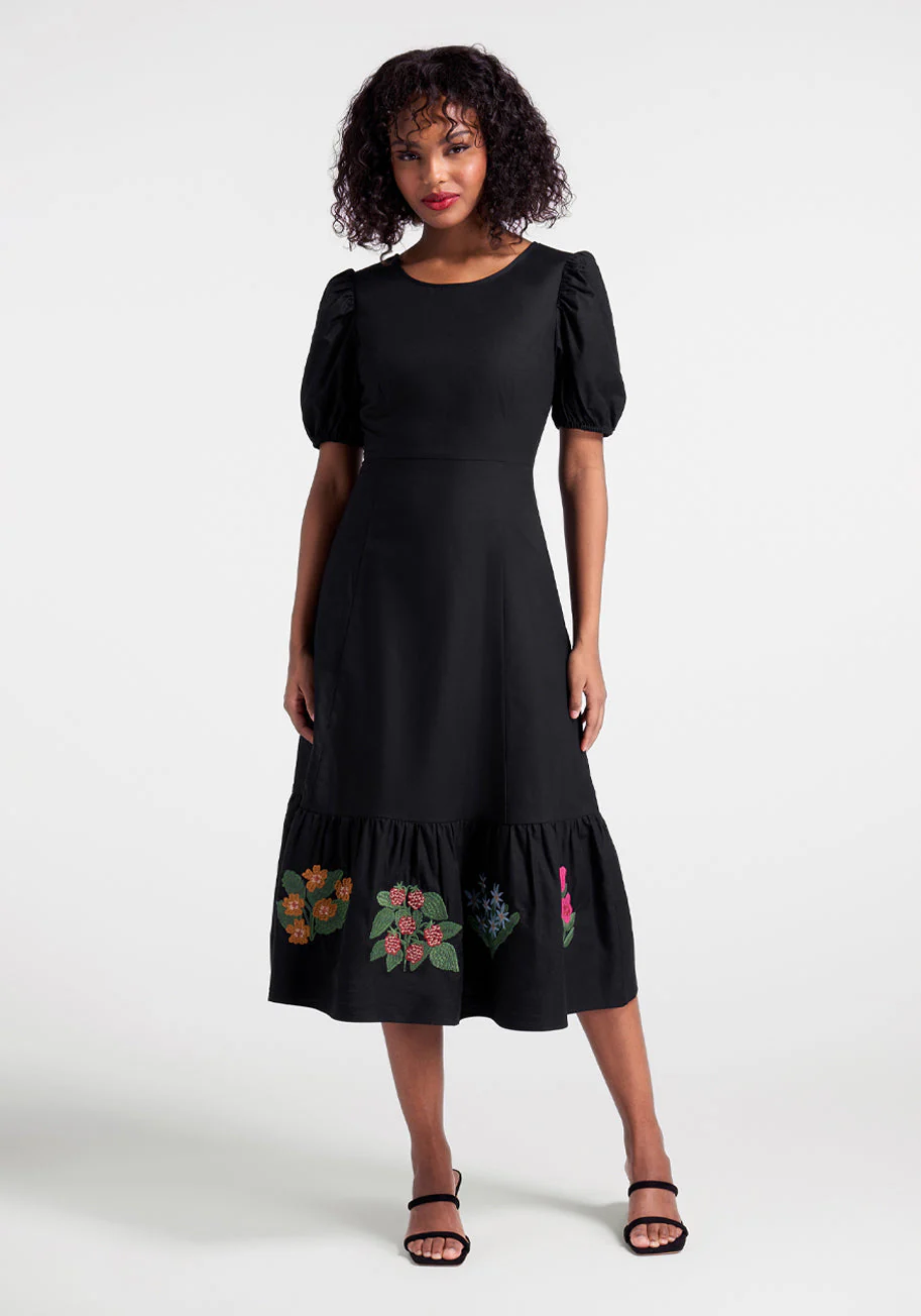 Bloom With A View Embroidered Midi Dress - Olabens