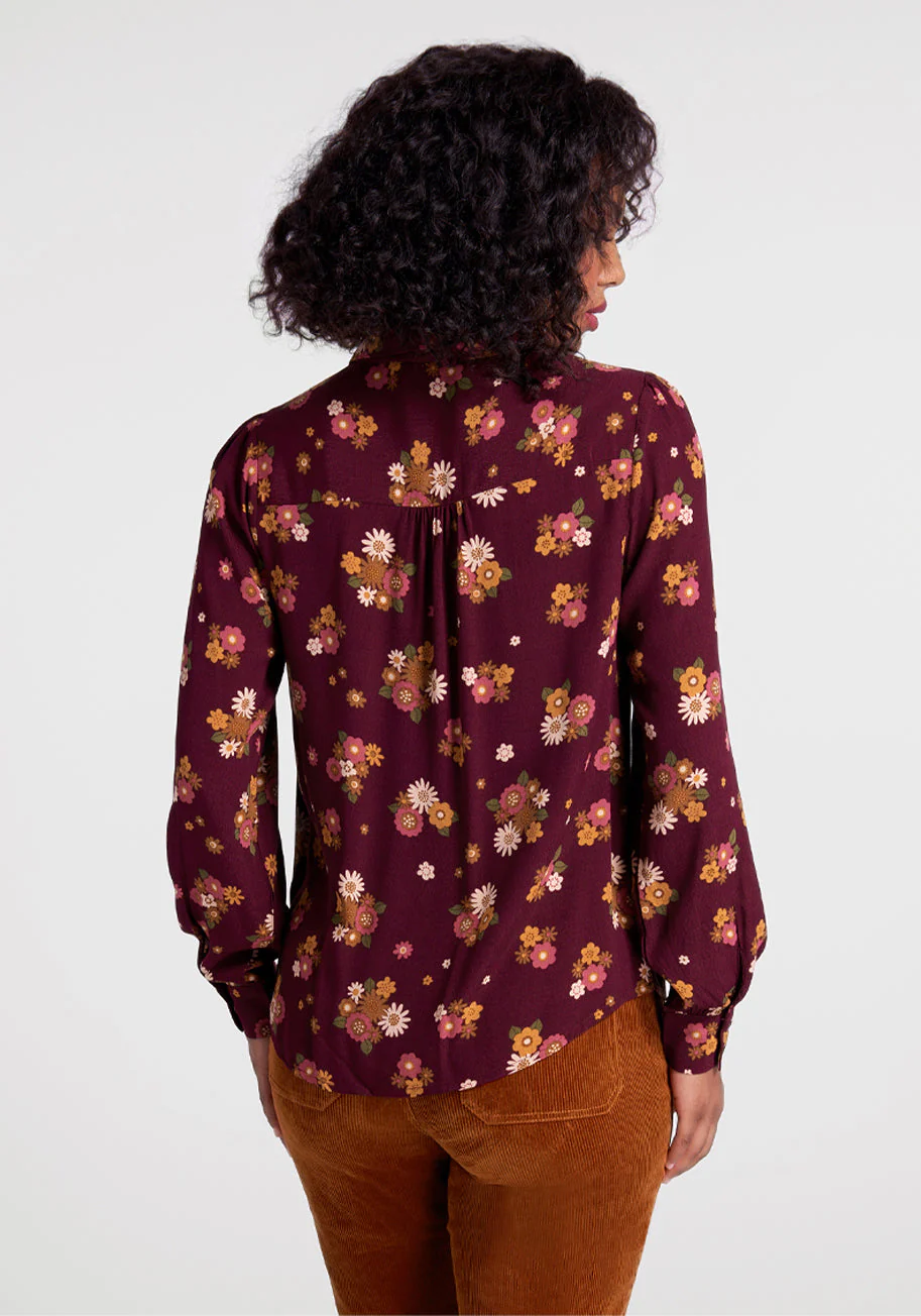 Fall For Florals Tie-Neck Top - Olabens