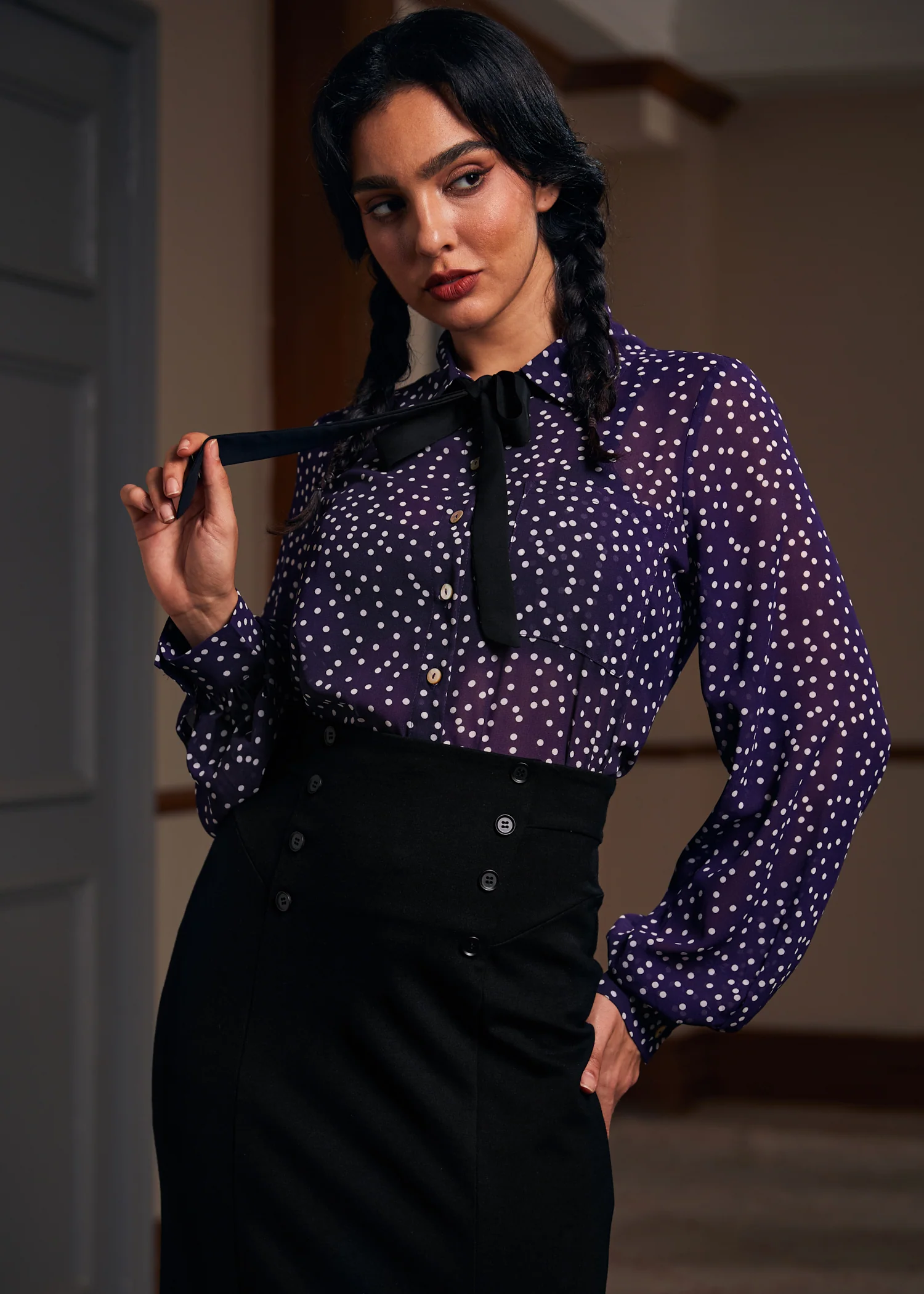 Enchanted Evening Collared Blouse - Olabens