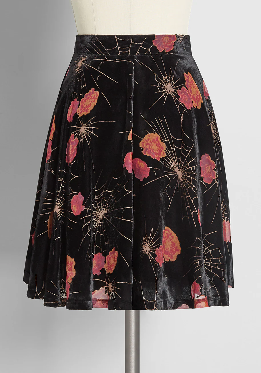 Just This Sway Velvet A-Line Skirt - Olabens