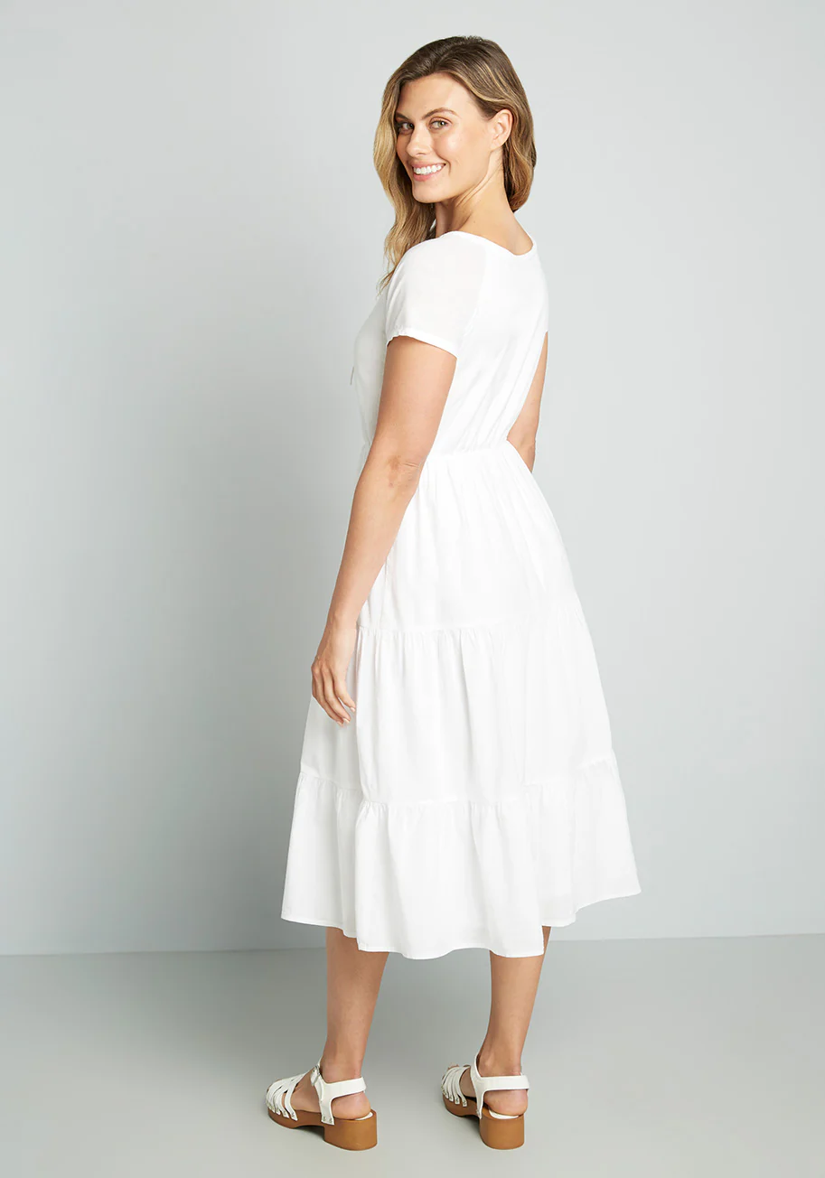 Graceful Garlands Embroidered Midi Dress - Olabens