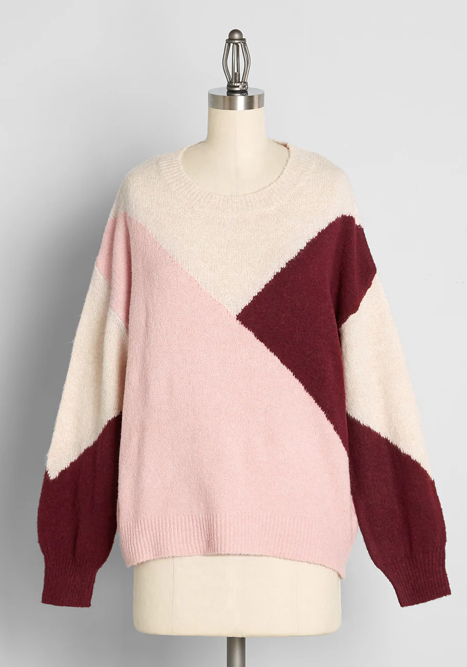My '80's Craze Colorblock Pullover Sweater - Olabens