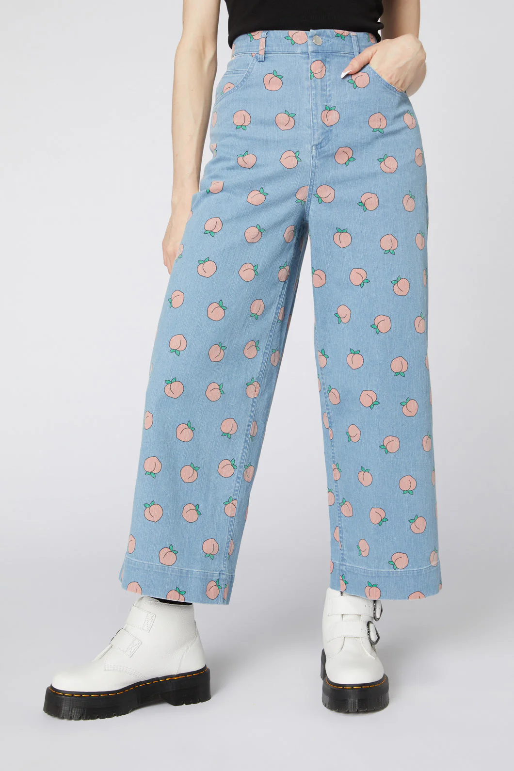 Denim Peach Wide Leg Jeans - Olabens