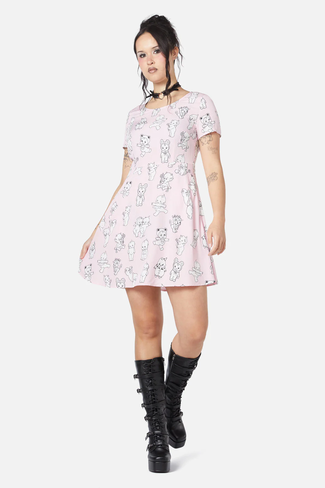 Cherub Face Printed Dress - Olabens
