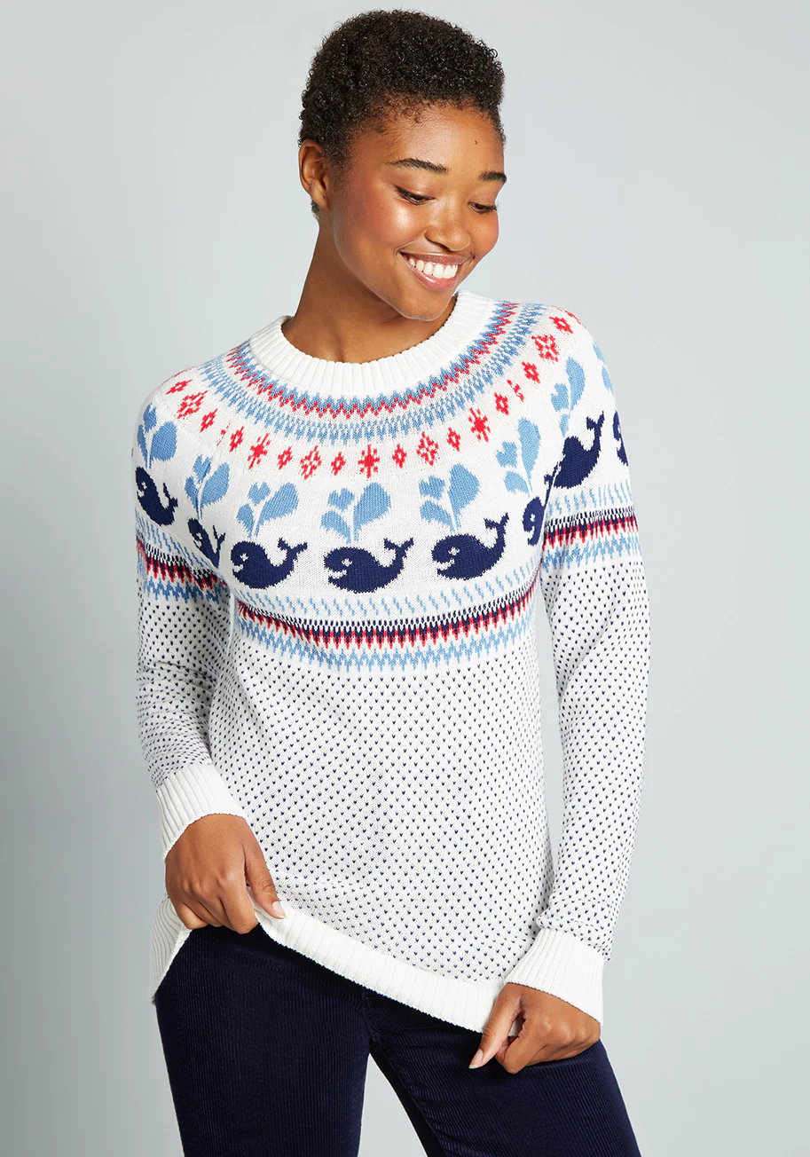 Sailing With Whales Fair Isle Sweater - Olabens