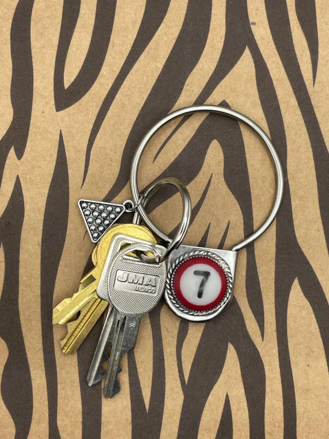 Billiard Ball  #7 Round Jumbo Pin Keychain - Olabens